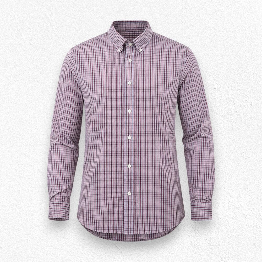 J.Press Red Blue Checkered Classic Button Down Shirt Size Medium 100% Cotton EUC